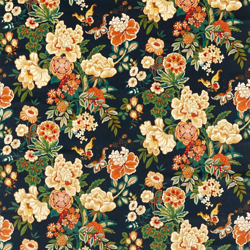 Midnight/Apricot - Emperor Peony By Sanderson || In Stitches Soft Furnishings Midnight/Apricot - Emperor Peony By Sanderson || In Stitches Soft Furnishings