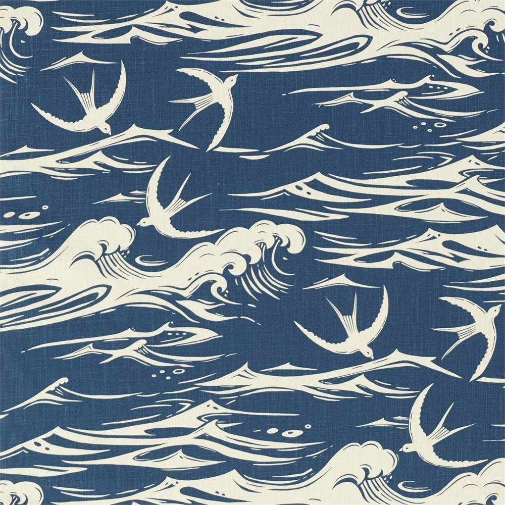Navy - Swallows At Sea By Sanderson || In Stitches Soft Furnishings Navy - Swallows At Sea By Sanderson || In Stitches Soft Furnishings
